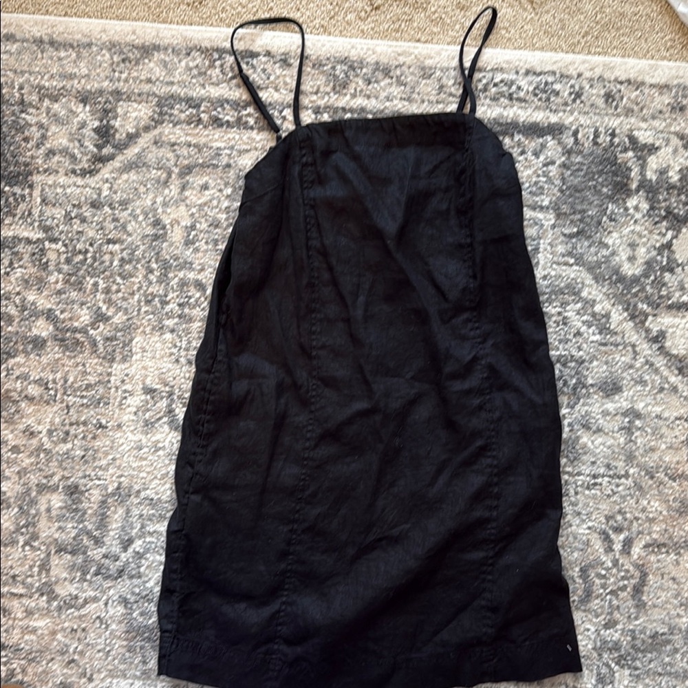 Madewell Black Spaghetti Strap Linen Mini Dress